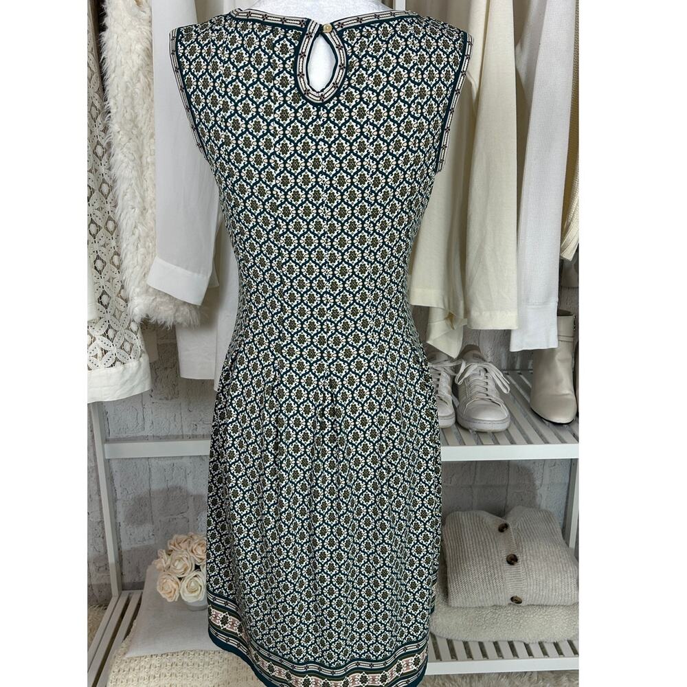 Max Studio Women's Size S Dark Green Floral Print Boho Pleated Dress #0556 - Picture 5 of 12